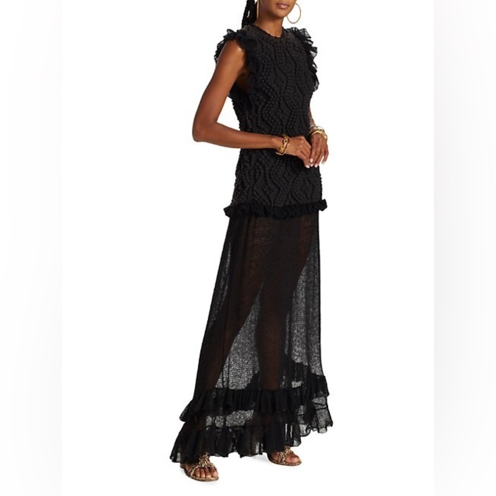 NWT black Ulla Johnson Joelle hand-knit maxi dress XS/S